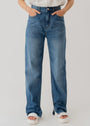 Mid Wash Straight Jeans with side Vents