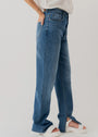 Mid Wash Straight Jeans with side Vents