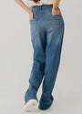 Mid Wash Straight Jeans with side Vents