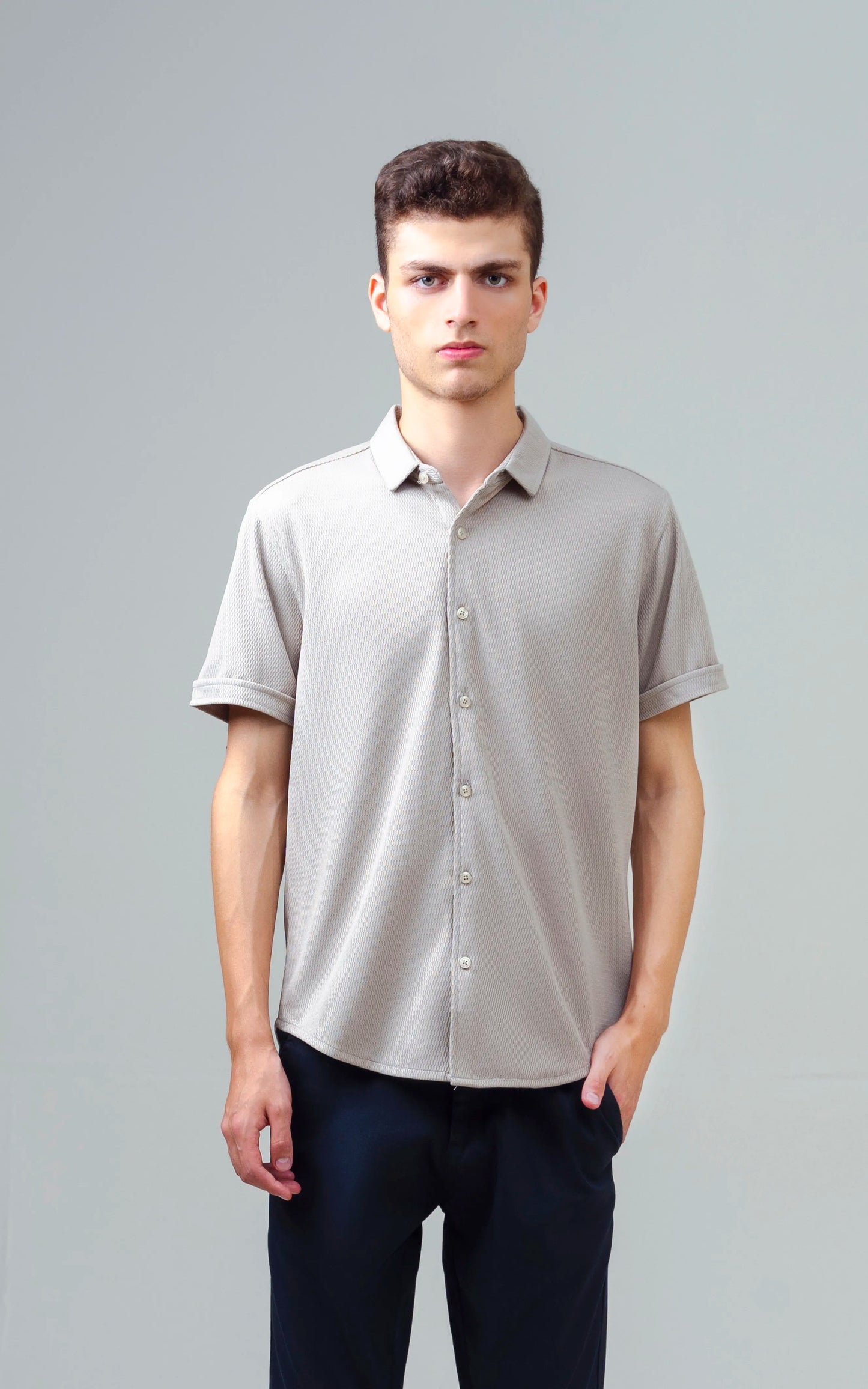 SMART FIT KNIT CASUAL SHIRT KHAKI