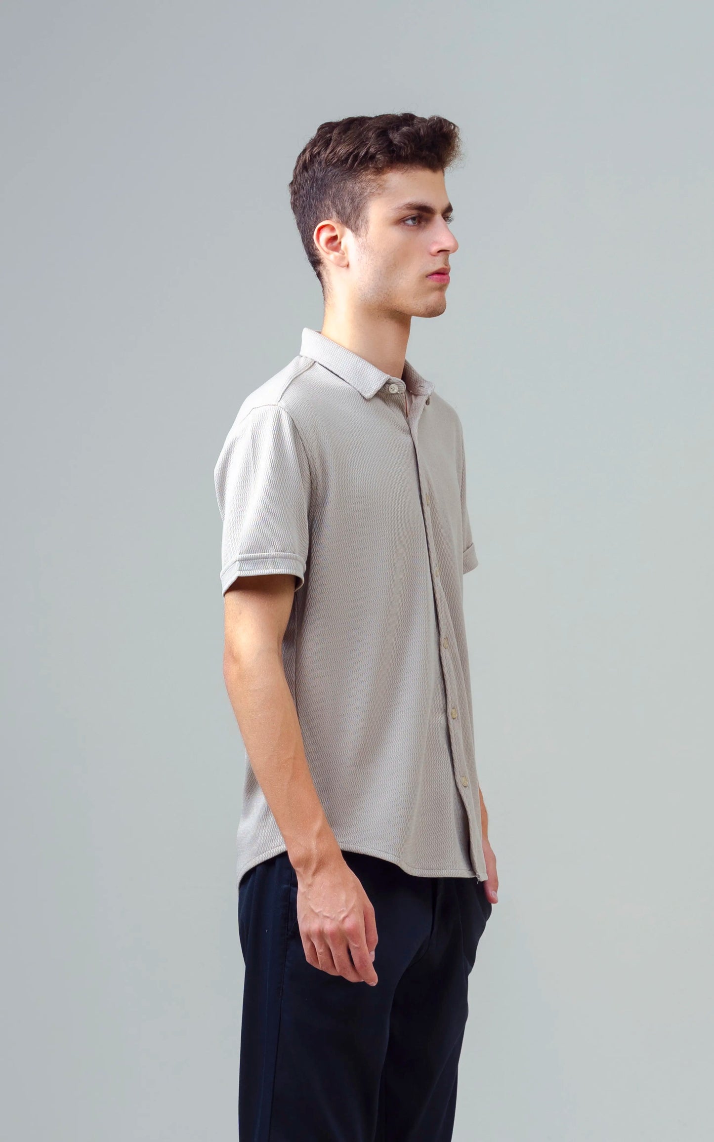 SMART FIT KNIT CASUAL SHIRT KHAKI