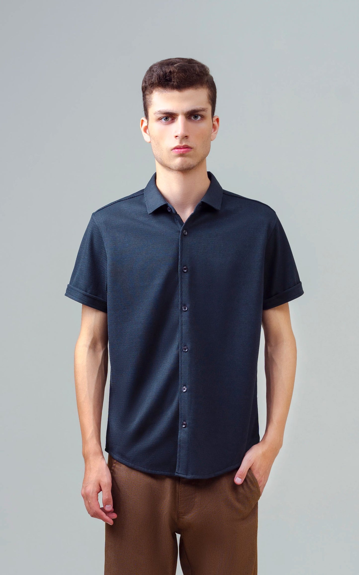 SMART FIT KNIT CASUAL SHIRT KHAKI