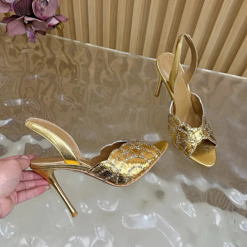 Super High Heels Sandals Woman Genuine Leather Ankle Strap Party Shoes For Woman Stiletto Sandals Women Summer Sandalias Mujer