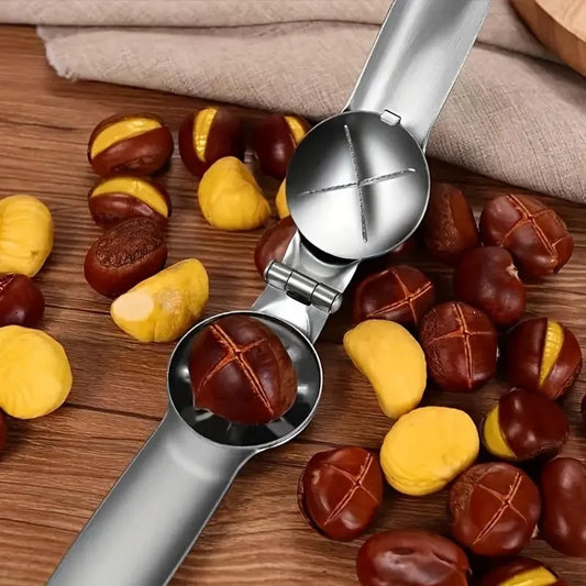Stainless Steel Quick Chestnut Opener Quick Clip Walnut Pliers Cutter Opener Nut Cracker Sheller Kitchen Tools 2 in1 Nut Cracker