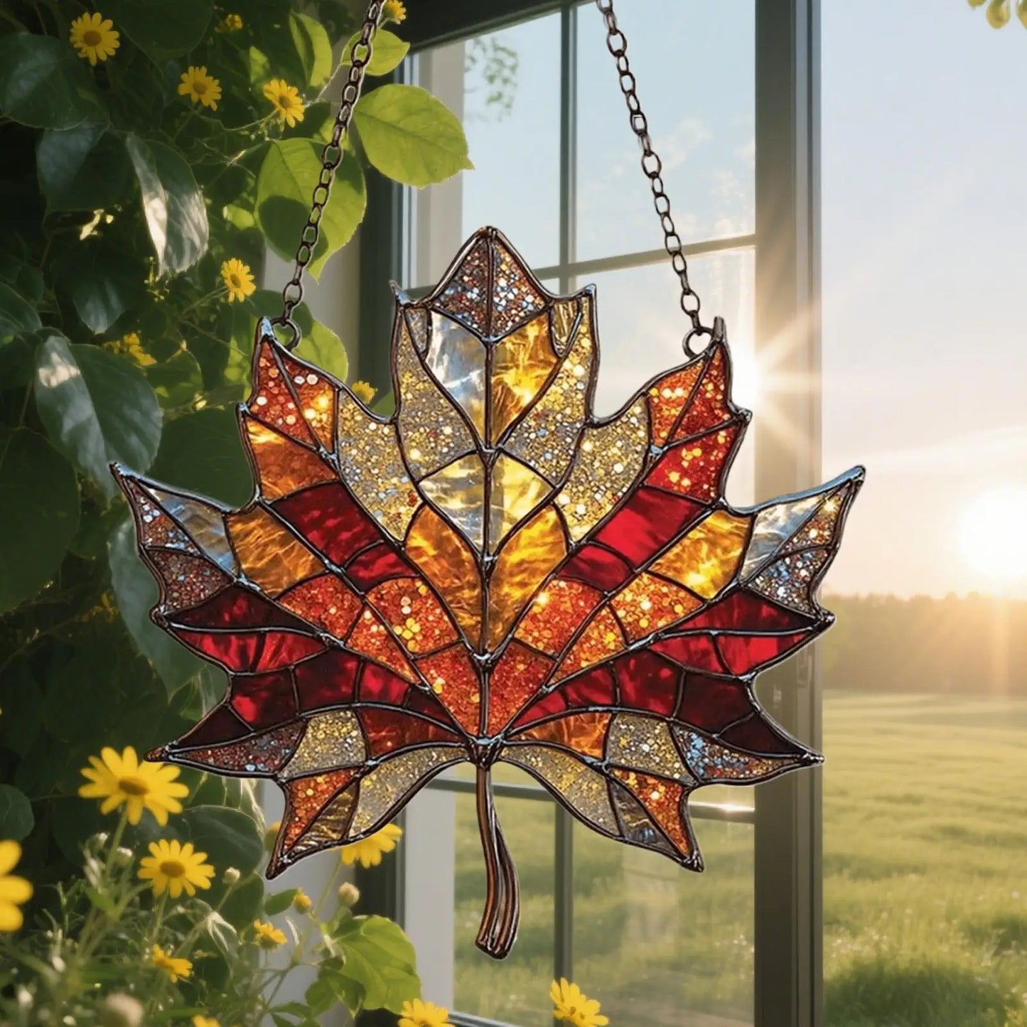 2D FlatThanksgiving Acrylic Maple Leaves Light Catcher Autumn Celebration Home Door Hnaging Decor Christmas Party Supplies