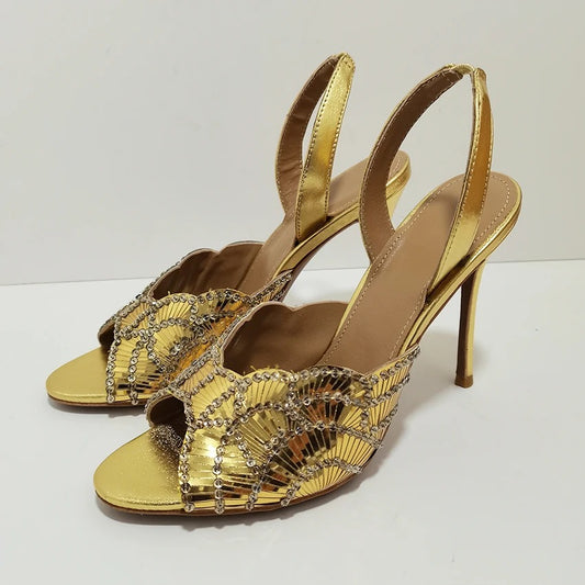 Super High Heels Sandals Woman Genuine Leather Ankle Strap Party Shoes For Woman Stiletto Sandals Women Summer Sandalias Mujer