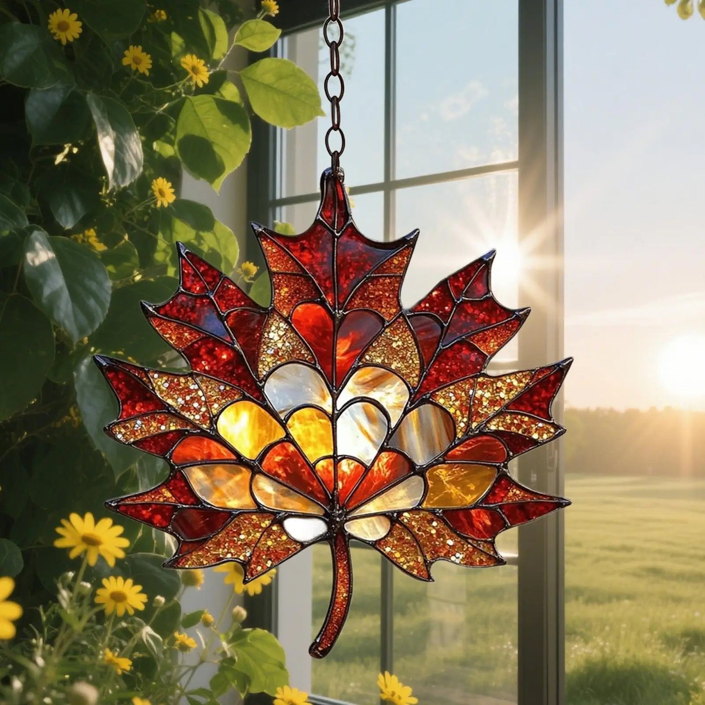 2D FlatThanksgiving Acrylic Maple Leaves Light Catcher Autumn Celebration Home Door Hnaging Decor Christmas Party Supplies