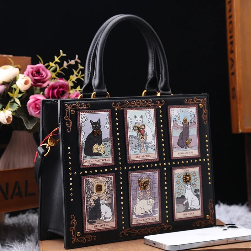 Vintage and Luxury Designer Bag with Delicate Embroidery Cat Printing Women Popular and Fashionable Tote Bag with Large Capacity