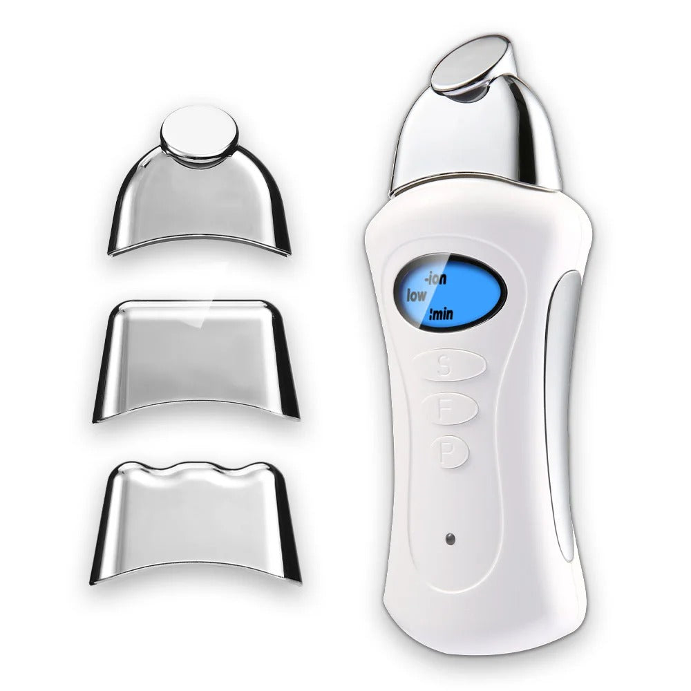 Portable Gavalnic Microcurrent Face Toning Device EMS Skin Tightening with 3 Magnetic Massage Heads for Home Use Skincare Tool