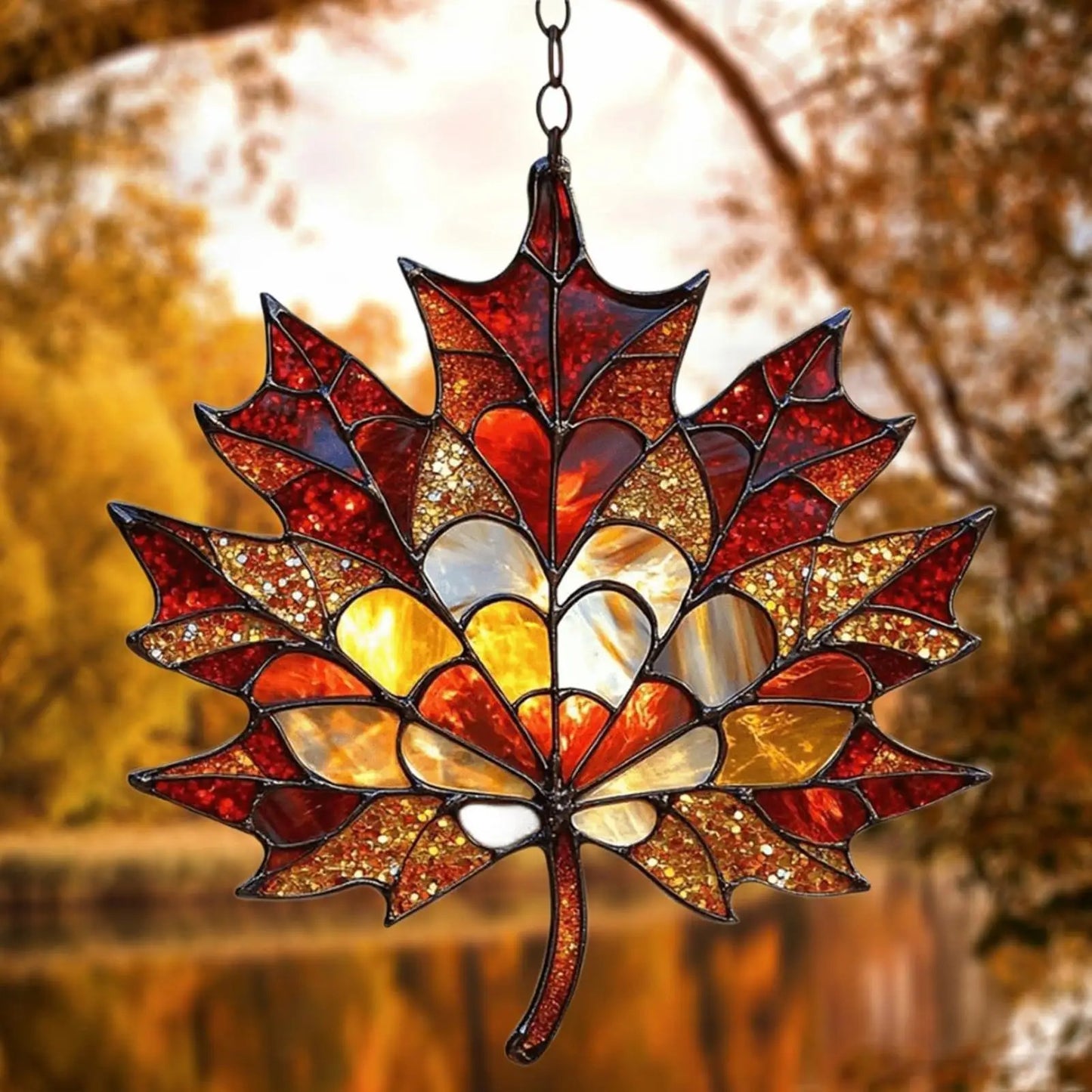 2D FlatThanksgiving Acrylic Maple Leaves Light Catcher Autumn Celebration Home Door Hnaging Decor Christmas Party Supplies