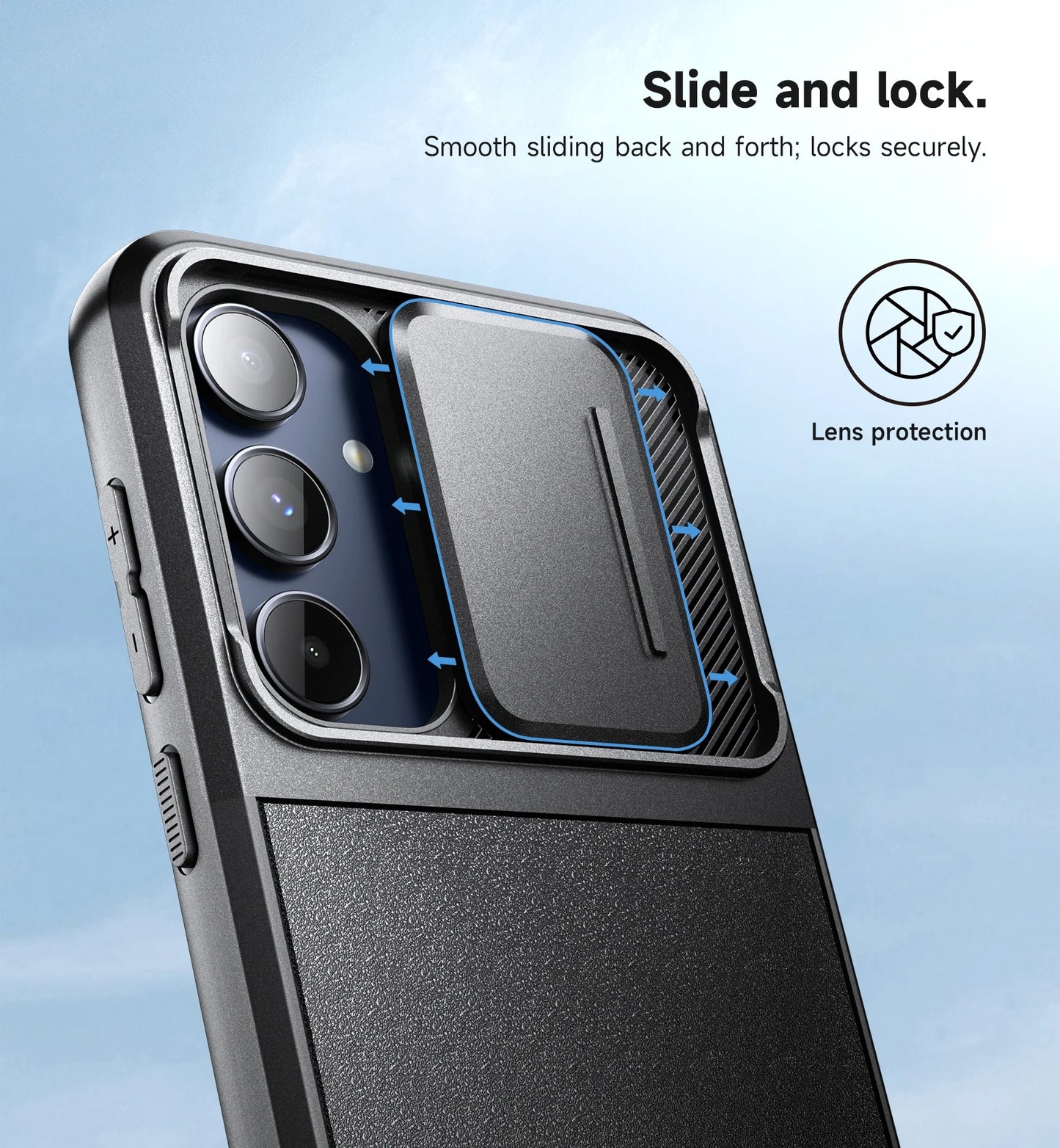 SURITCH For Samsung Galaxy A55 5G with Stand Mobile Phone Case Camera Protection Slide Camera Shockproof Protective Case Cover