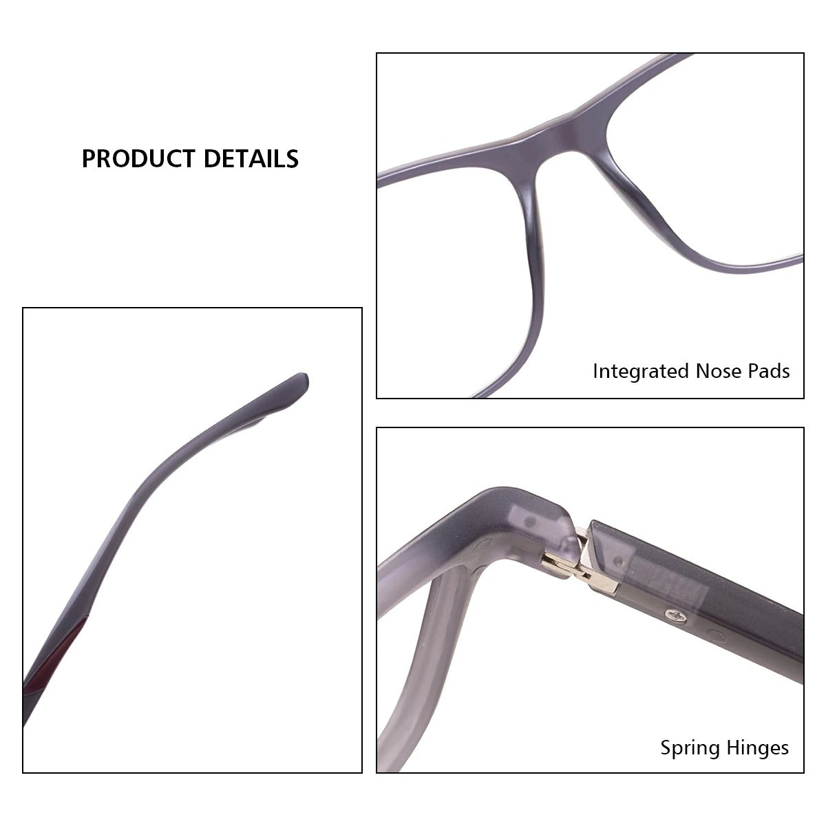 TR90 Men Ultralight Square Prescription Eyeglasses Classic Rectangular Optical Glasses Anti Blue Light Progressive Lenses Spring