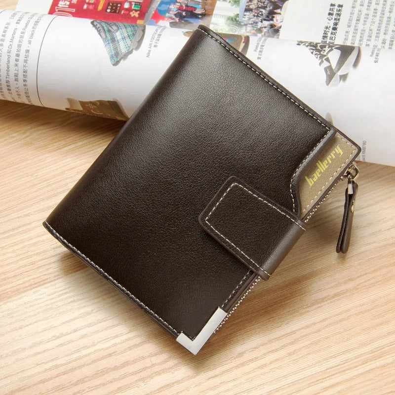 Baellerry Short Luxury Men Wallets Zipper Coin Pocket Card Holder Male Wallet Clutch Photo Holder Brand Man Purses Wallet