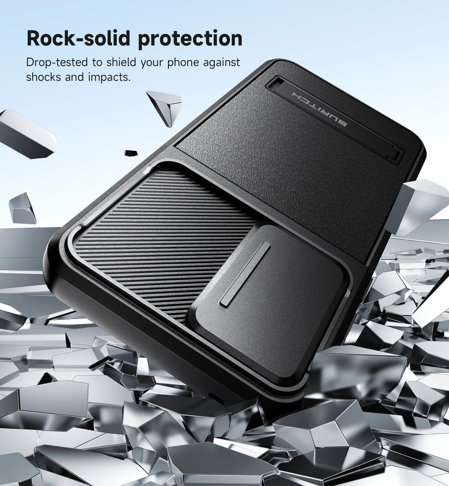 SURITCH For Samsung Galaxy A55 5G with Stand Mobile Phone Case Camera Protection Slide Camera Shockproof Protective Case Cover