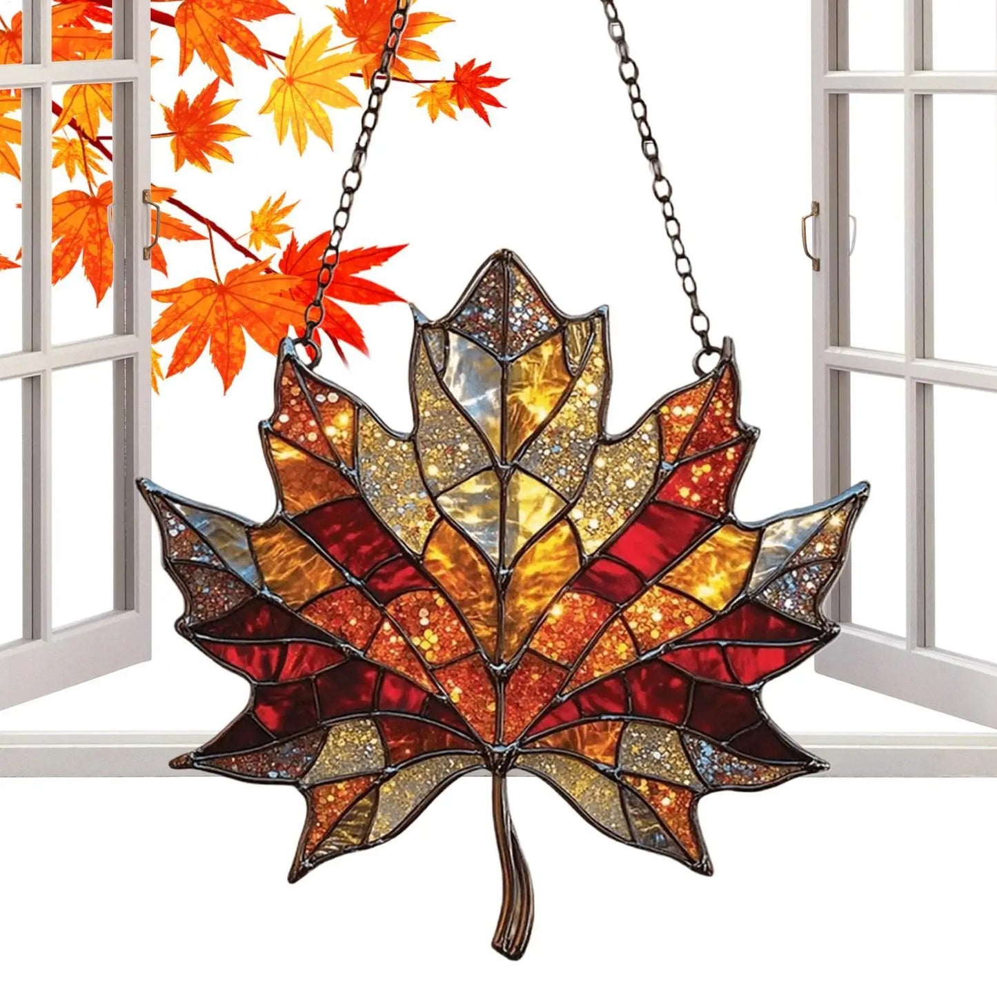 2D FlatThanksgiving Acrylic Maple Leaves Light Catcher Autumn Celebration Home Door Hnaging Decor Christmas Party Supplies