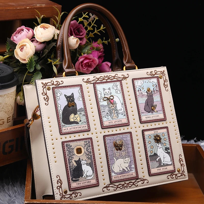 Vintage and Luxury Designer Bag with Delicate Embroidery Cat Printing Women Popular and Fashionable Tote Bag with Large Capacity