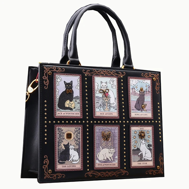 Vintage and Luxury Designer Bag with Delicate Embroidery Cat Printing Women Popular and Fashionable Tote Bag with Large Capacity