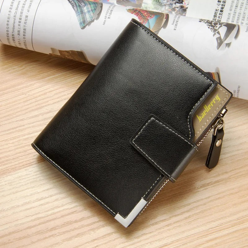 Baellerry Short Luxury Men Wallets Zipper Coin Pocket Card Holder Male Wallet Clutch Photo Holder Brand Man Purses Wallet