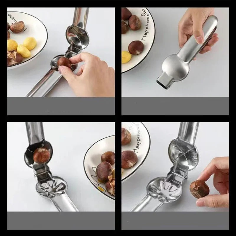 Stainless Steel Quick Chestnut Opener Quick Clip Walnut Pliers Cutter Opener Nut Cracker Sheller Kitchen Tools 2 in1 Nut Cracker