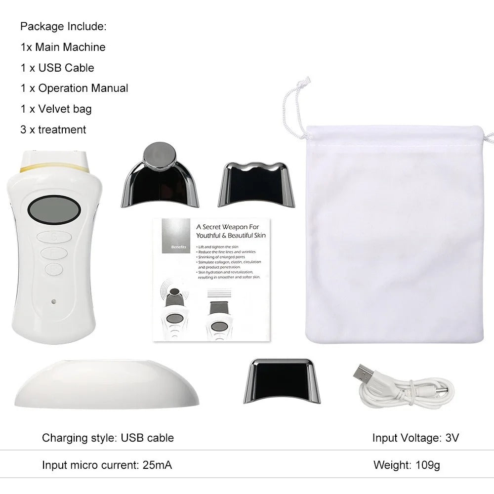 Portable Gavalnic Microcurrent Face Toning Device EMS Skin Tightening with 3 Magnetic Massage Heads for Home Use Skincare Tool