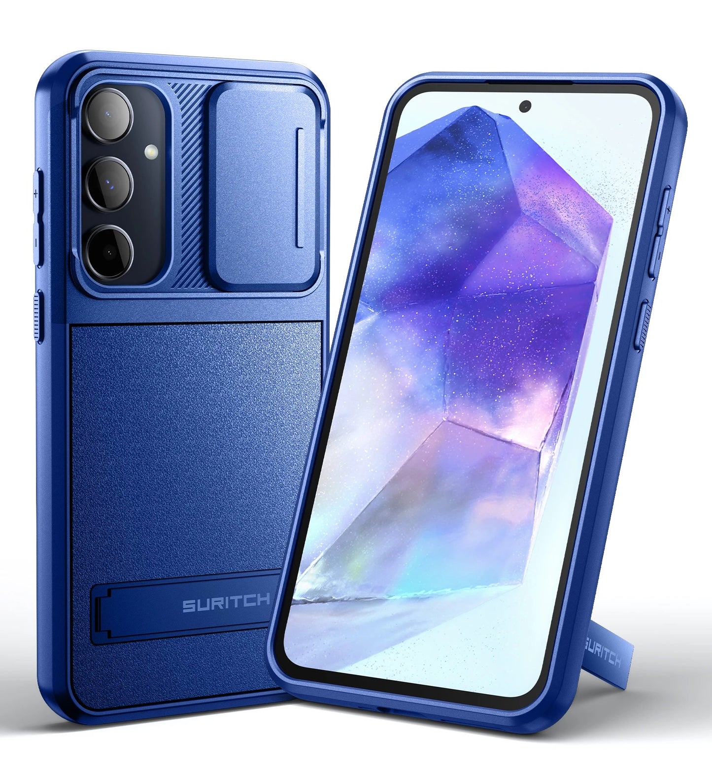 SURITCH For Samsung Galaxy A55 5G with Stand Mobile Phone Case Camera Protection Slide Camera Shockproof Protective Case Cover